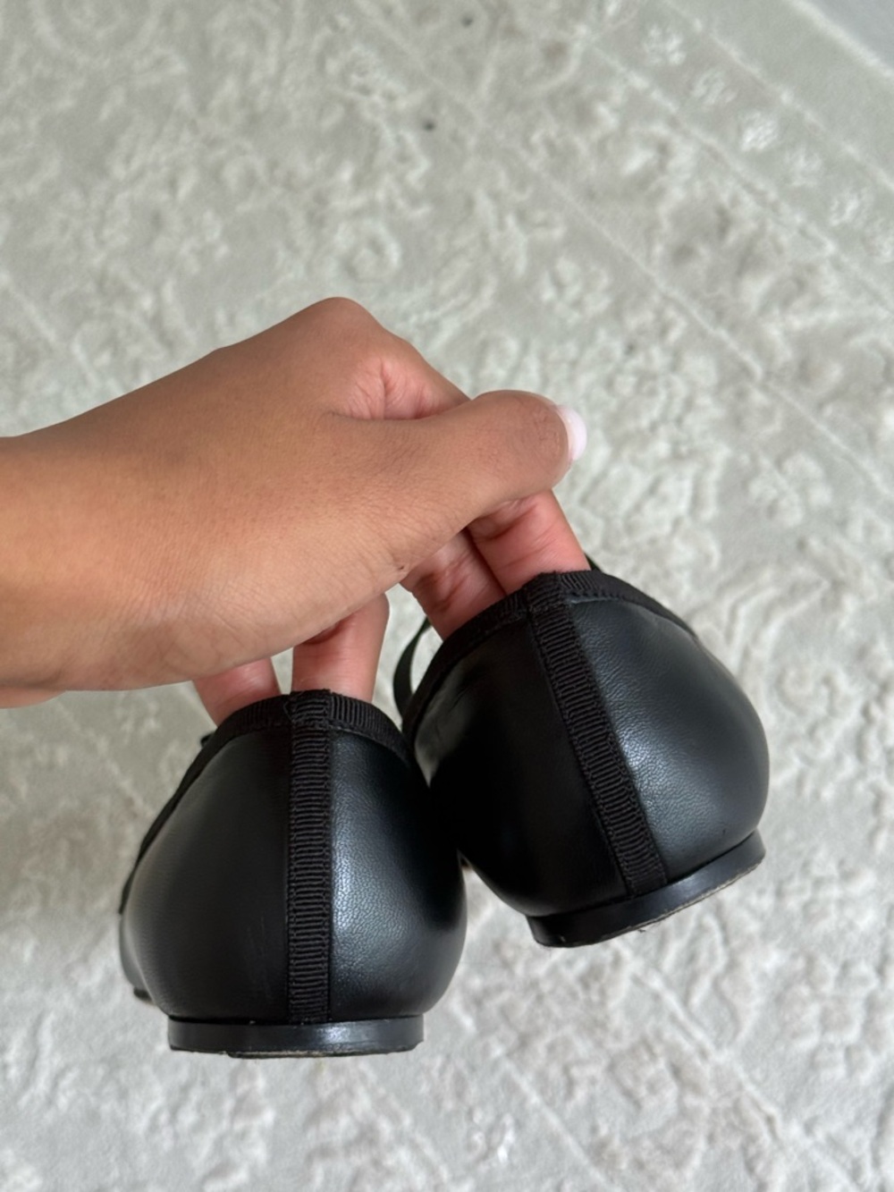 Dior Black Square-Toe Ballet Flats with Bow Trim - Picture 4 of 5